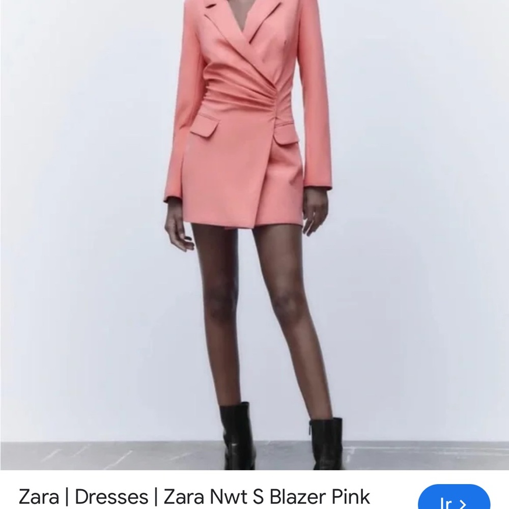 Zara Coral Long Sleeve Blazer Dress